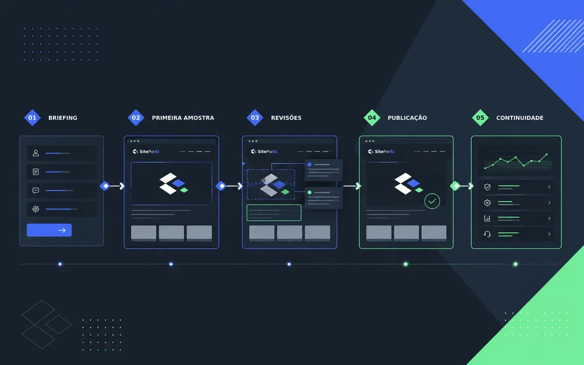 Fluxo visual das etapas de criação de um site