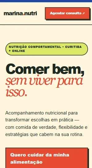 Mesmo site profissional na visualização mobile