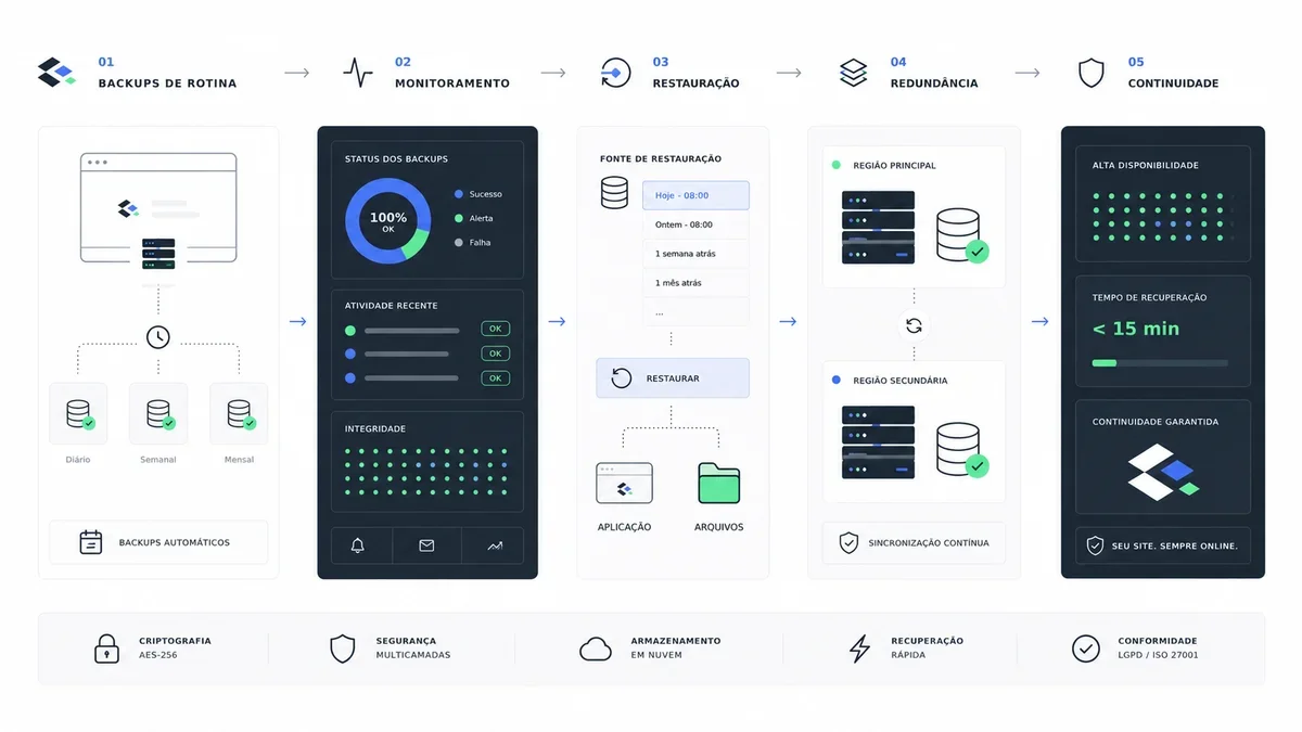 Diagrama sobre backup diário, infraestrutura e recuperação